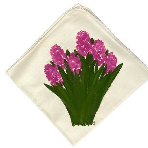 Set of 4 Hand Easter Spring Painted Floral Cotton Napkins